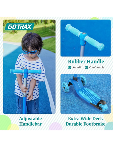 Scooter de empuje Gotrax KS3 para niños, 3 ruedas con luces LED