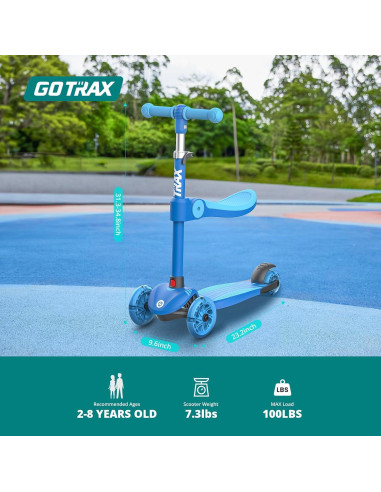 Scooter de empuje Gotrax KS3 para niños, 3 ruedas con luces LED