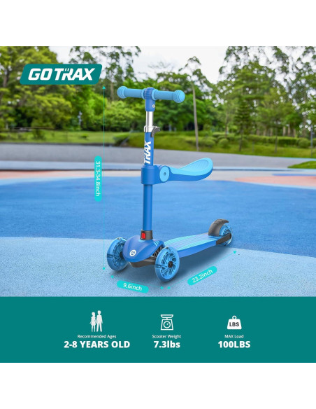 Scooter de empuje Gotrax KS3 para niños, 3 ruedas con luces LED