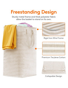 Cesta de Ropa Plegable Lifewit 2 Pack 80L Beige Impermeable 2