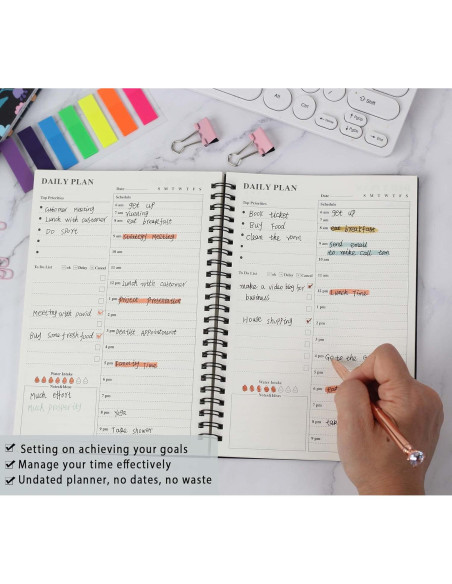 Planificador Diario Sin Fecha JIEYAN A5 152 Páginas 2 Paquete