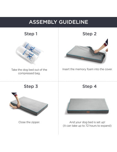 Cama Ortopédica para Perros Bedsure 61x41cm Espuma Viscoelástica