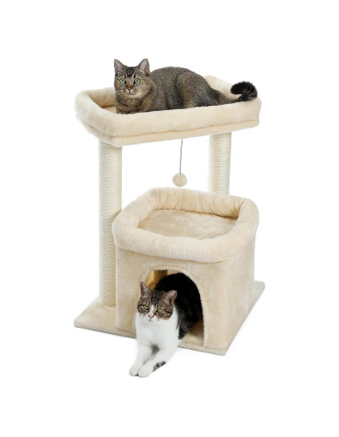 Árbol para Gatos PEQULTI Grande con Rascador y Perchera Beige