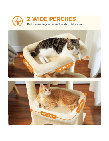 Árbol para Gatos PEQULTI Grande con Rascador y Perchera Beige