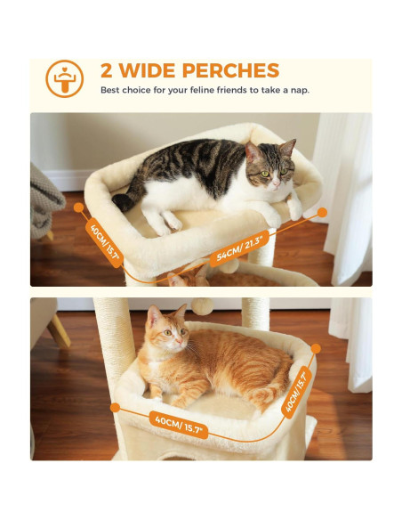 Árbol para Gatos PEQULTI Grande con Rascador y Perchera Beige