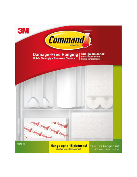 Kit de Colgadores de Imágenes Command 3M - 15 Imágenes, Blanco