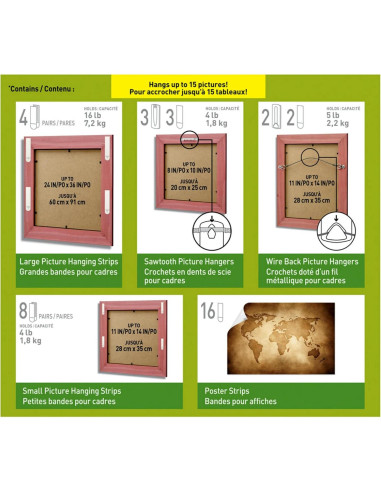 Kit de Colgadores de Imágenes Command 3M - 15 Imágenes, Blanco