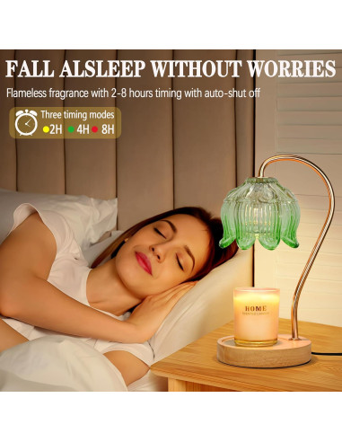 Lámpara Calentadora de Velas NONVJJ Verde con Temporizador