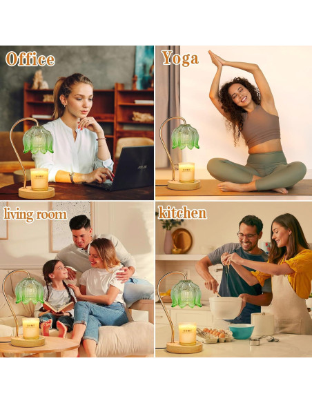 Lámpara Calentadora de Velas NONVJJ Verde con Temporizador