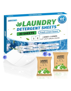 Hojas de Detergente para Ropa FIXSMITH - 30 Hojas Aroma Lino Fresco