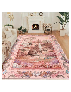 Alfombra de Área TUKDAK 274x182 cm Lobo Rosa Lavable