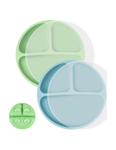 Platos de Silicona para Niños Vicloon, 2 Piezas, Antideslizantes