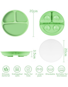 Platos de Silicona para Niños Vicloon, 2 Piezas, Antideslizantes 2
