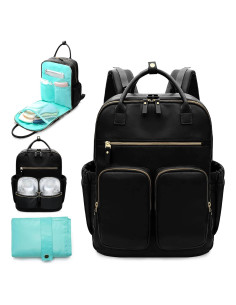 Mochila para Pañales MOMINSIDE de Cuero Sintético 18 Bolsillos