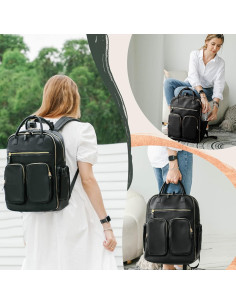 Mochila para Pañales MOMINSIDE de Cuero Sintético 18 Bolsillos 2