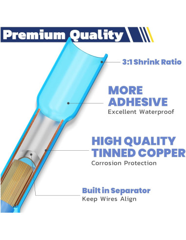 Conectores Termorretráctiles Haisstronica 80PCS AWG 26-10 Impermeables