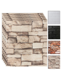 Paneles de Pared 3D Autoadhesivos SYYKDEF - 10 Piezas Ladrillo