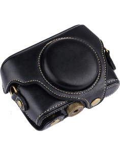 Funda de cámara de cuero PU para Sony RX100 M3 M5 con correa 2