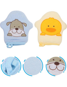 Guantes de Baño para Bebés Healifty - 2 Piezas de Algodón 2