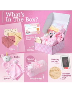 Set de Regalos para Baby Shower Niña - 10 Piezas Rosa 2