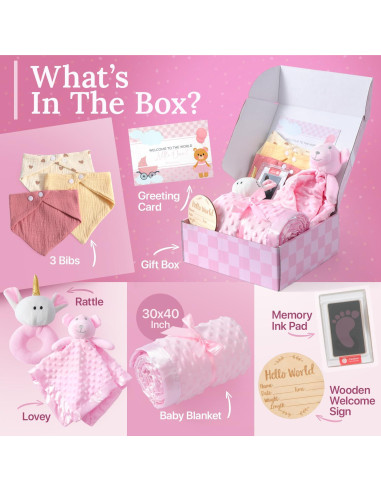 Set de Regalos para Baby Shower Niña - 10 Piezas Rosa