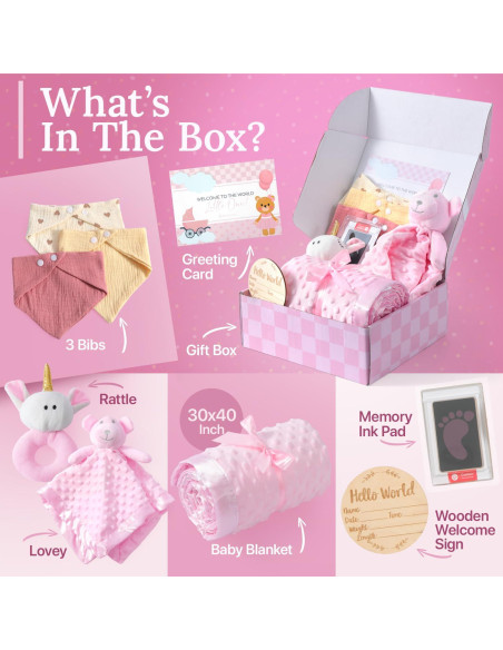 Set de Regalos para Baby Shower Niña - 10 Piezas Rosa