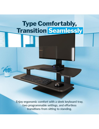 Elevador de Escritorio Eléctrico VARI Premier Negro 81.3 cm