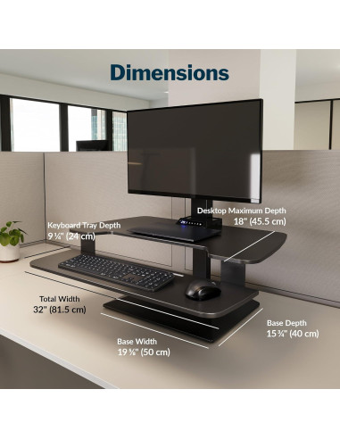 Elevador de Escritorio Eléctrico VARI Premier Negro 81.3 cm