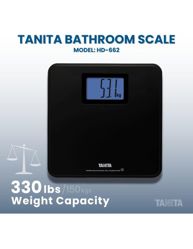 Balanza Digital de Baño Tanita HD-662 Negra 150 kg LCD