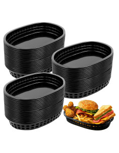 60 Cestas de Comida Rápida Negras Jaoruizer 27x17 cm