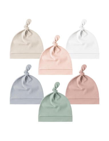 Konssy Conjunto de 6 Gorras Beanie para Bebés 0-6 Meses