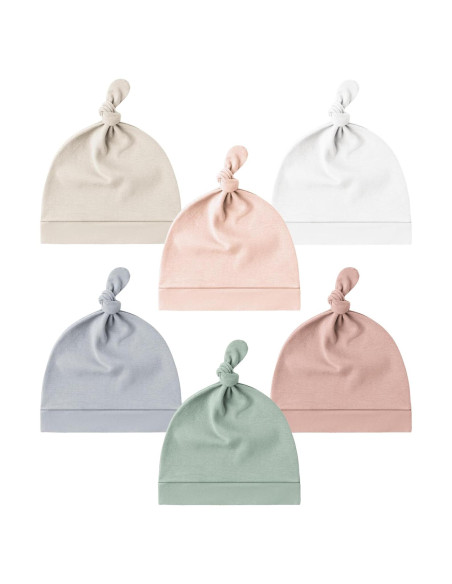 Konssy Conjunto de 6 Gorras Beanie para Bebés 0-6 Meses