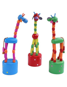 Títeres de dedo de madera coloridos Berry President - 3 jirafas