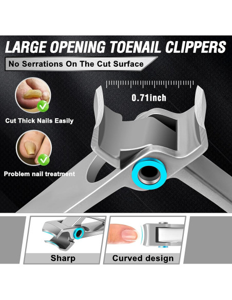 Cortauñas Aucurwen para Uñas Gruesas 7 Piezas con Mango Ergonómico