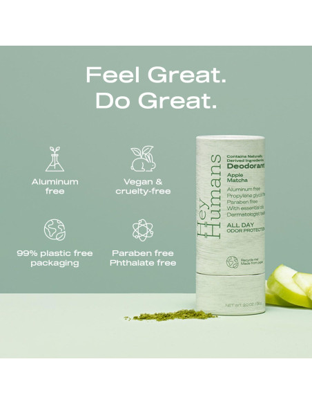 Desodorante Hey Humans Sin Aluminio 56.7g Manzana Matcha