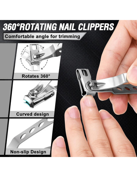 Cortauñas Aucurwen para Uñas Gruesas 7 Piezas con Mango Ergonómico