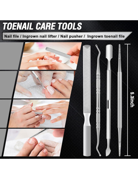 Cortauñas Aucurwen para Uñas Gruesas 7 Piezas con Mango Ergonómico