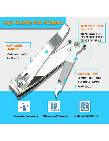 Juego de Cortauñas Acero Inoxidable PRO-AUTO Plata 7.6cm