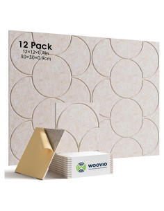 Paquete de 12 paneles acústicos autoadhesivos Woovio 30x30 cm beige