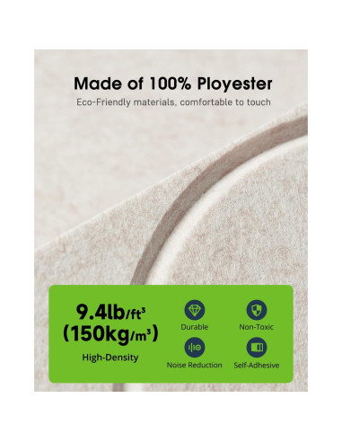 Paquete de 12 paneles acústicos autoadhesivos Woovio 30x30 cm beige