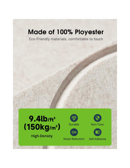 Paquete de 12 paneles acústicos autoadhesivos Woovio 30x30 cm beige