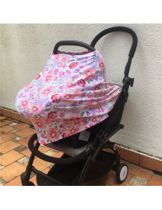 Funda para Asiento de Auto Bebé Synrroe Floral Rosa Morado 2