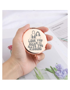 Espejo de Maquillaje Compacto WSNANG Oro Rosa Plegable 7.1cm 2