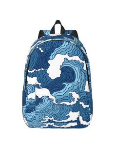 Mochila de Lona Ligera GVGOAGL 15" Olas Azules y Blancas