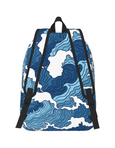 Mochila de Lona Ligera GVGOAGL 15" Olas Azules y Blancas