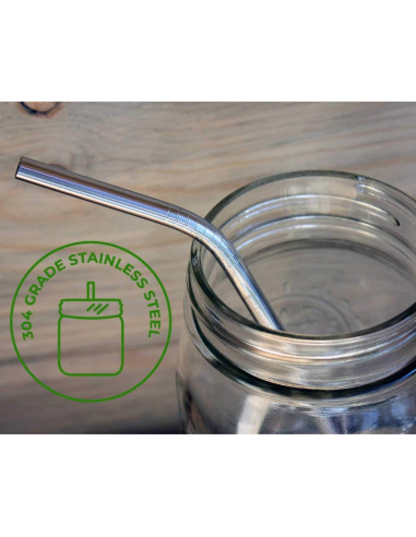 Popotes de Acero Inoxidable Doblados Finos Medianos 4 Unidades