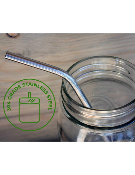 Popotes de Acero Inoxidable Doblados Finos Medianos 4 Unidades