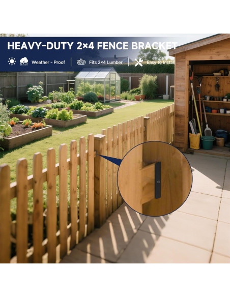 20 Soportes para Cercas 2x4 Fadachai - Acero Recubierto Negro