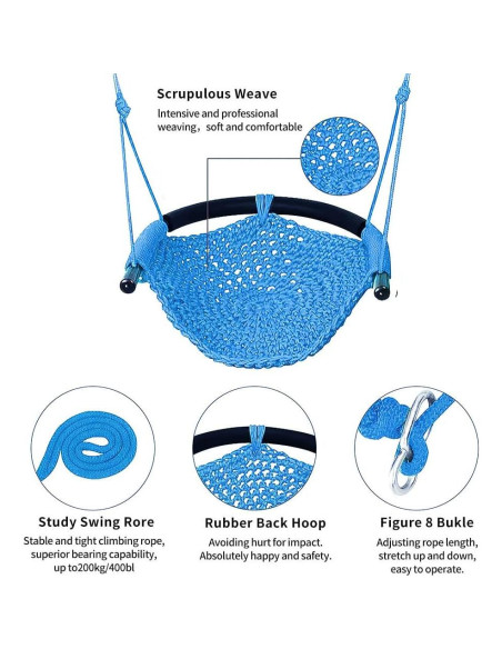 Columpio de Tejido a Mano para Niños netsTribe Azul 200 kg