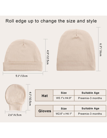 Conjunto de Gorro y Manoplas AQOKKA Bebés 0-3 Meses Unisex